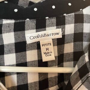 Croft & Barrow Black and White Checkered Blouse